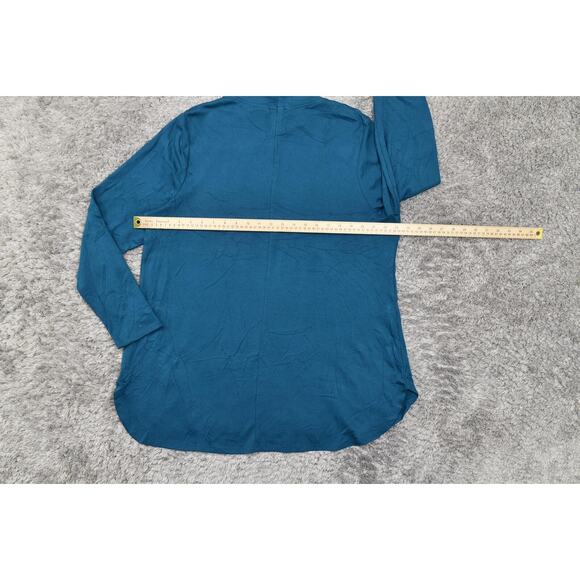 Chico's Size 3 Blue Pima Cotton Blouse - Preowned Mock Neck US Size XL - Picture 5 of 8